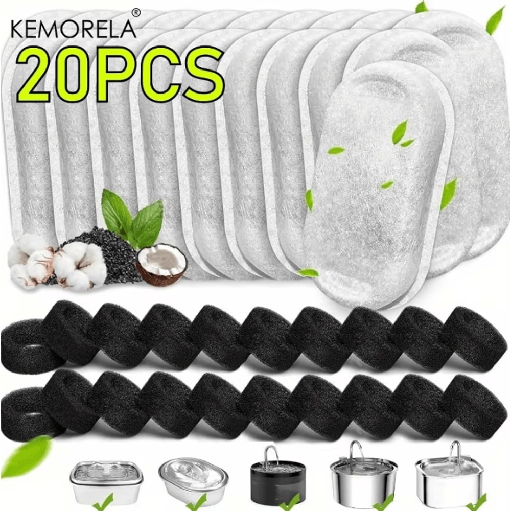 KEMORELA 20Pack Activated Carbon Filters For Pet Water Fountain 0