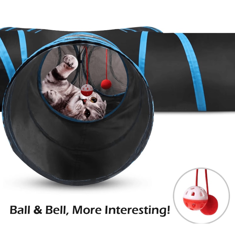 Pawaboo Collapsible Cat Tunnel Play Tent With Balls Bells 2