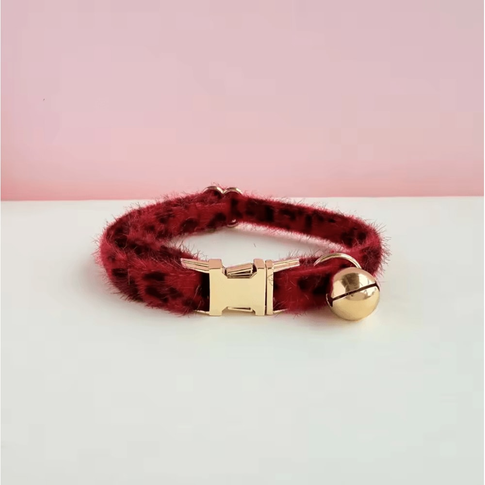 Personalized Leopard Print Pet Collar With Bell 2