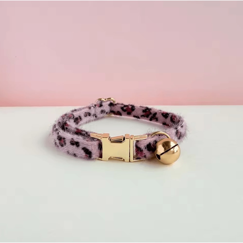 Personalized Leopard Print Pet Collar With Bell 3