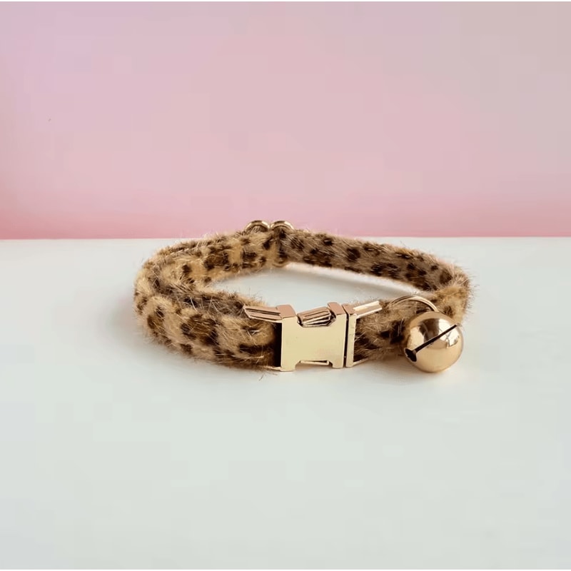 Personalized Leopard Print Pet Collar With Bell 4
