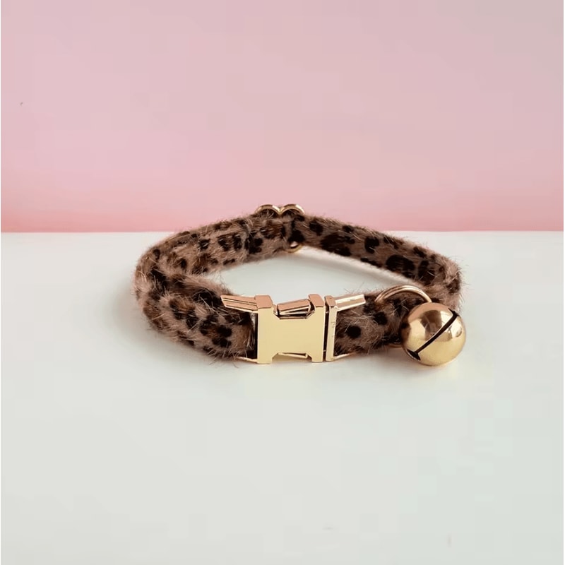 Personalized Leopard Print Pet Collar With Bell 5