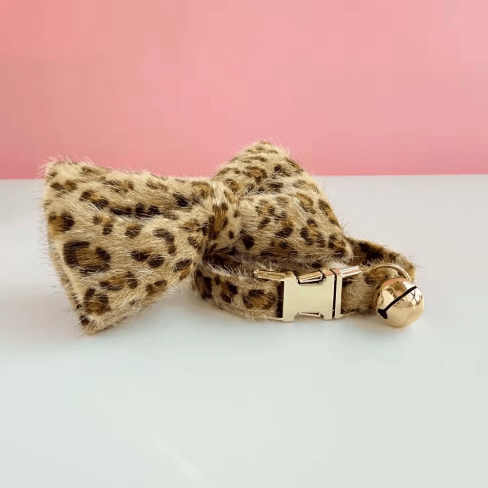 Personalized Leopard Print Pet Collar With Bell 6