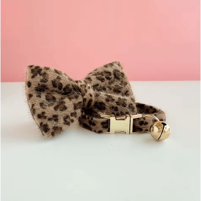 Personalized Leopard Print Pet Collar With Bell 7