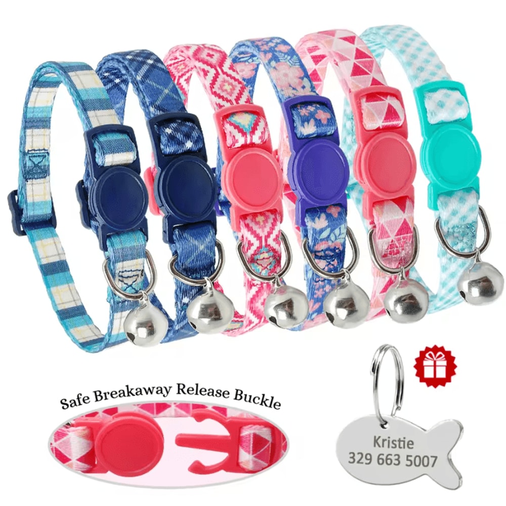 Personalized Engraved Nylon Pet Collar For Cats Small Dogs 1