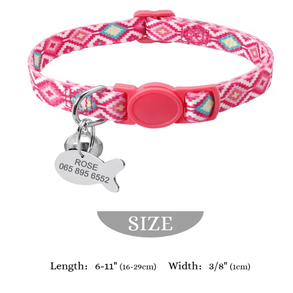 Personalized Engraved Nylon Pet Collar For Cats Small Dogs 6