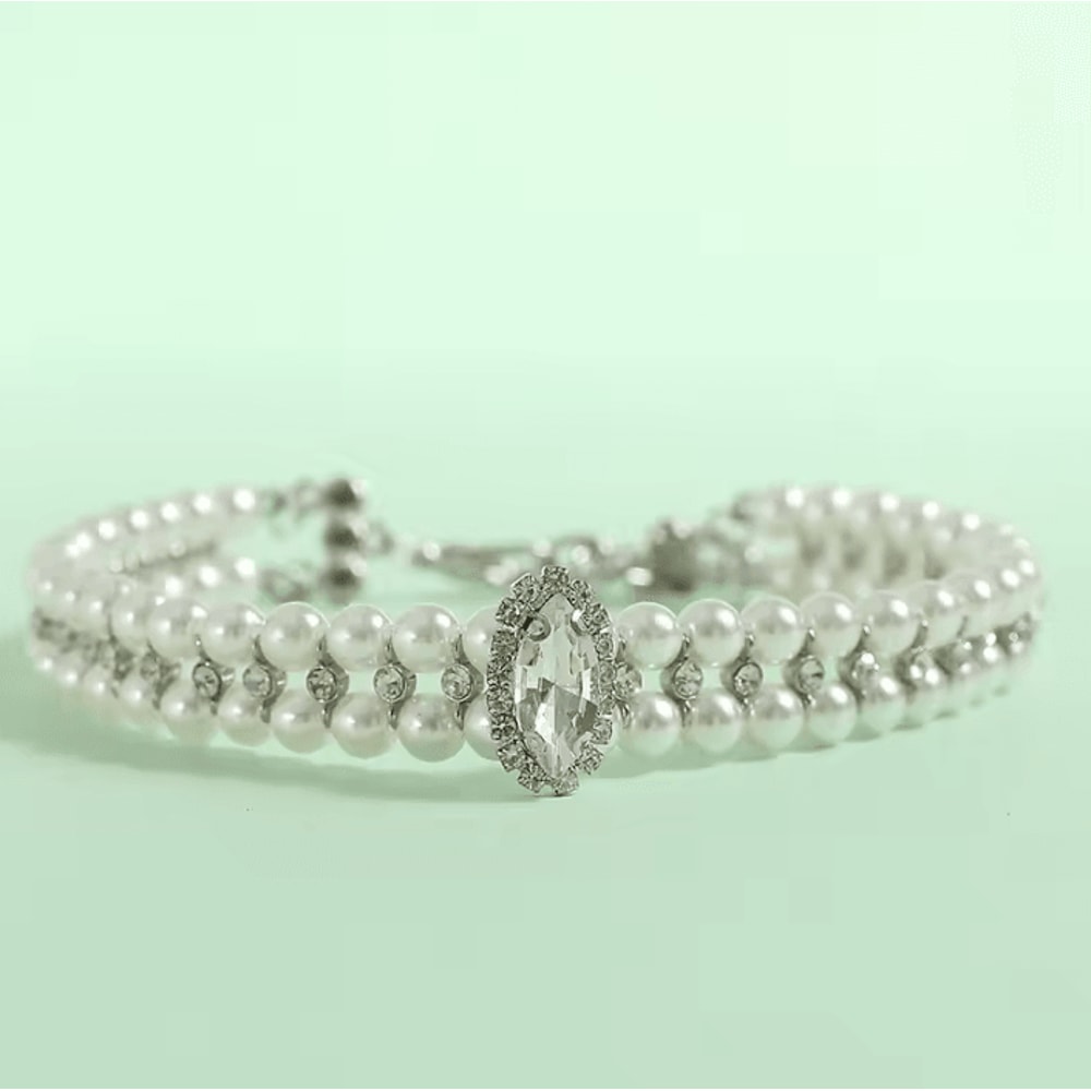 Royal Pearl Rhinestone Pet Necklace Collar For Cats Small Dogs 3