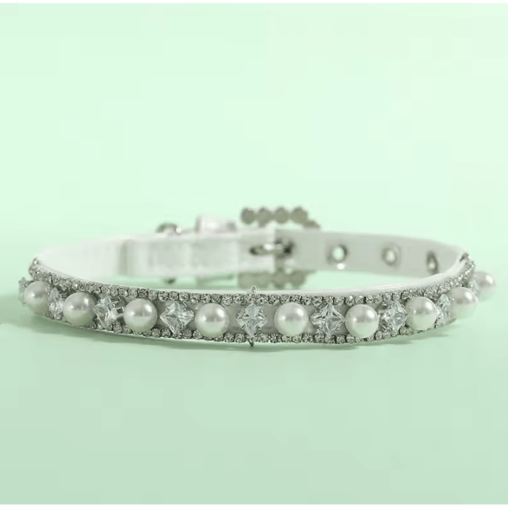 Royal Pearl Rhinestone Pet Necklace Collar For Cats Small Dogs 6