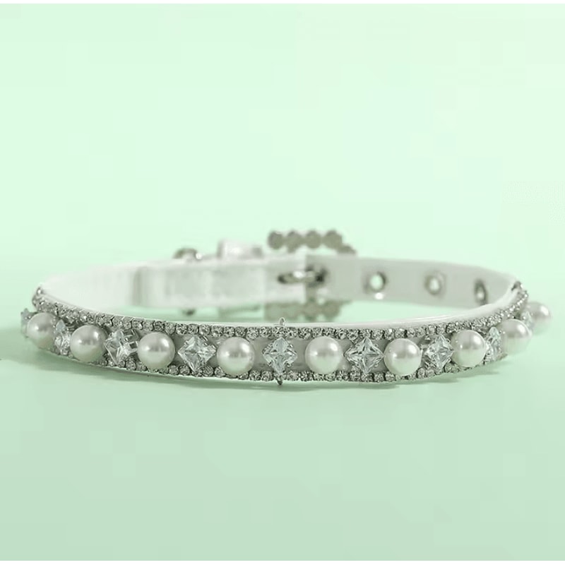 Royal Pearl Rhinestone Pet Necklace Collar For Cats Small Dogs 6
