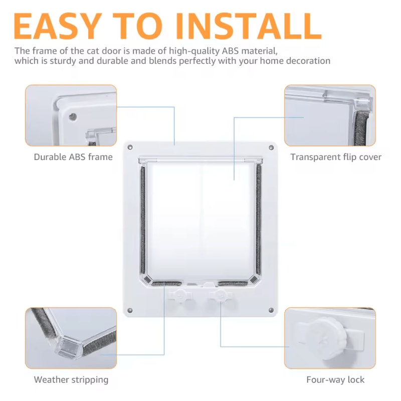 4Way Locking Cat Door For Interior Doors 2