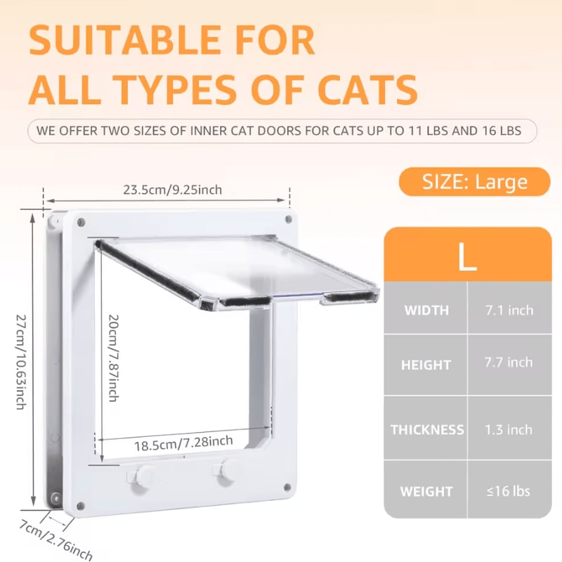 4Way Locking Cat Door For Interior Doors 5