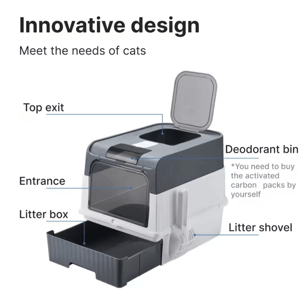 FoldAway Portable Cat Litter Box With Splash Guard Scoop 1