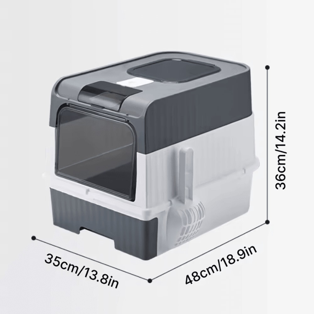 FoldAway Portable Cat Litter Box With Splash Guard Scoop 2