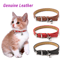 Premium Genuine Leather Cat Collar With Bell 0