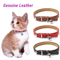 Premium Genuine Leather Cat Collar With Bell 0