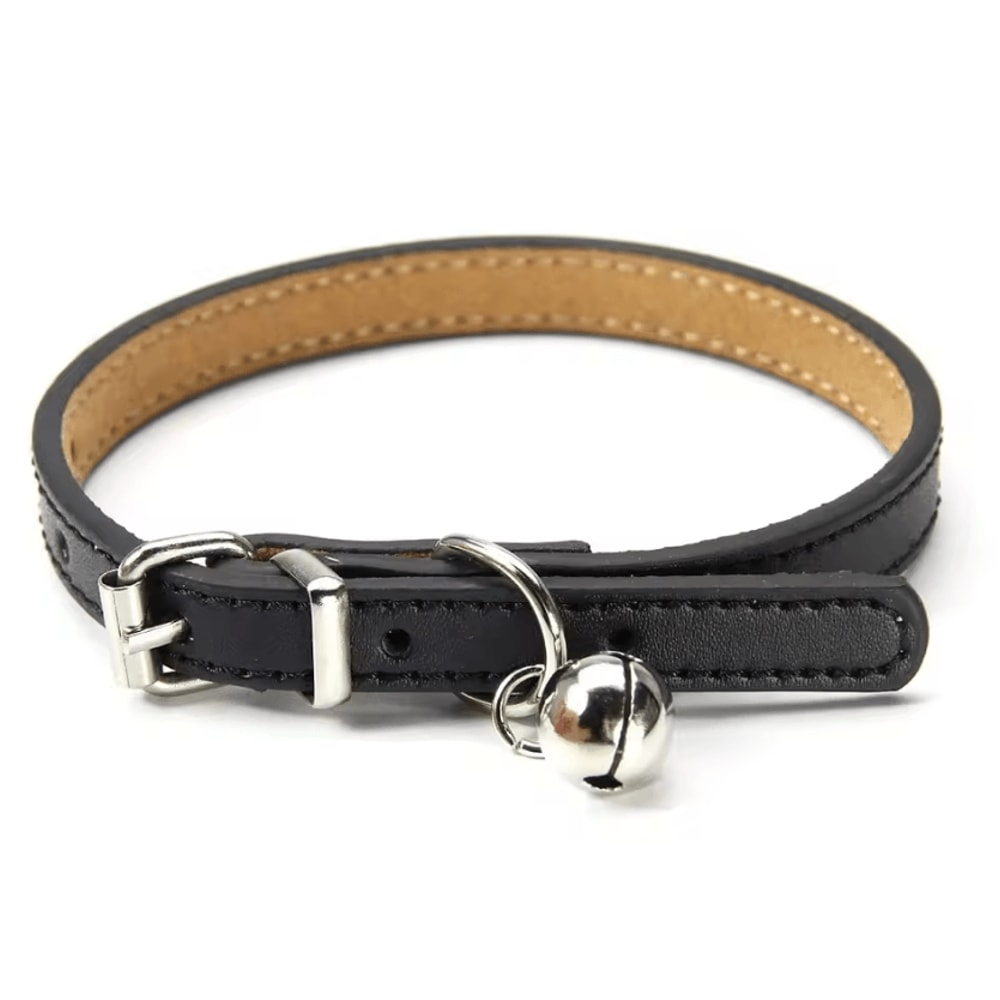 Premium Genuine Leather Cat Collar With Bell 4