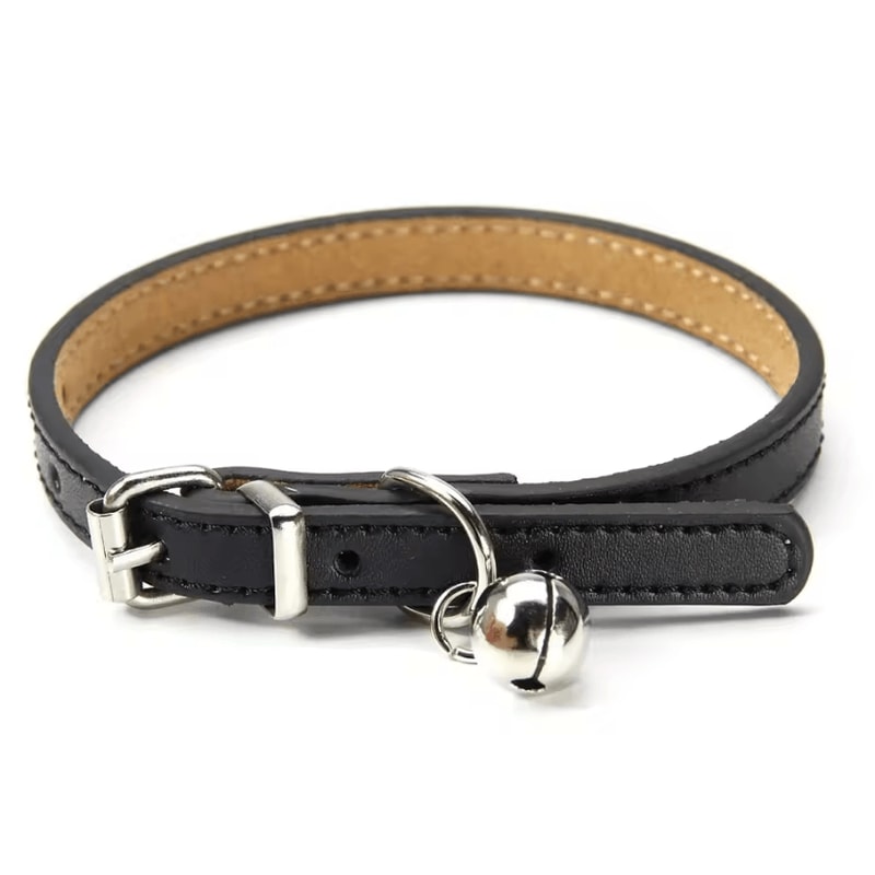Premium Genuine Leather Cat Collar With Bell 4