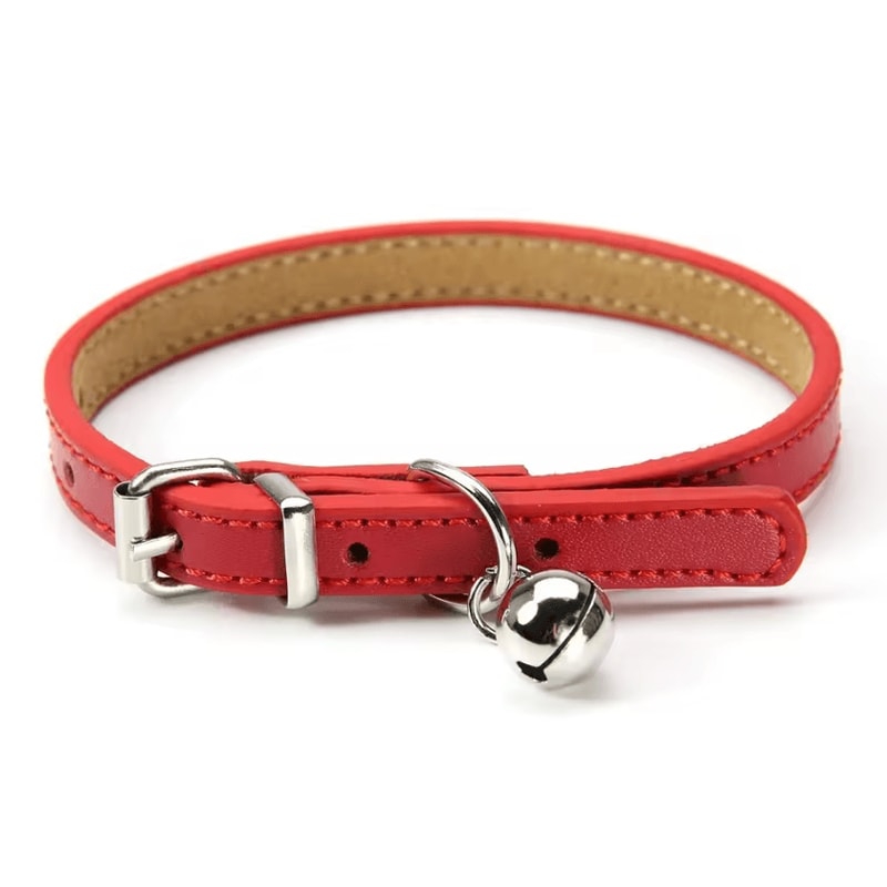 Premium Genuine Leather Cat Collar With Bell 5
