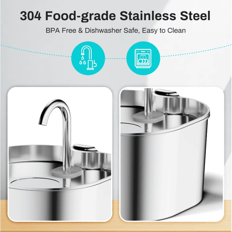 AquaFlow Stainless Steel Automatic Pet Water Fountain 22L 1