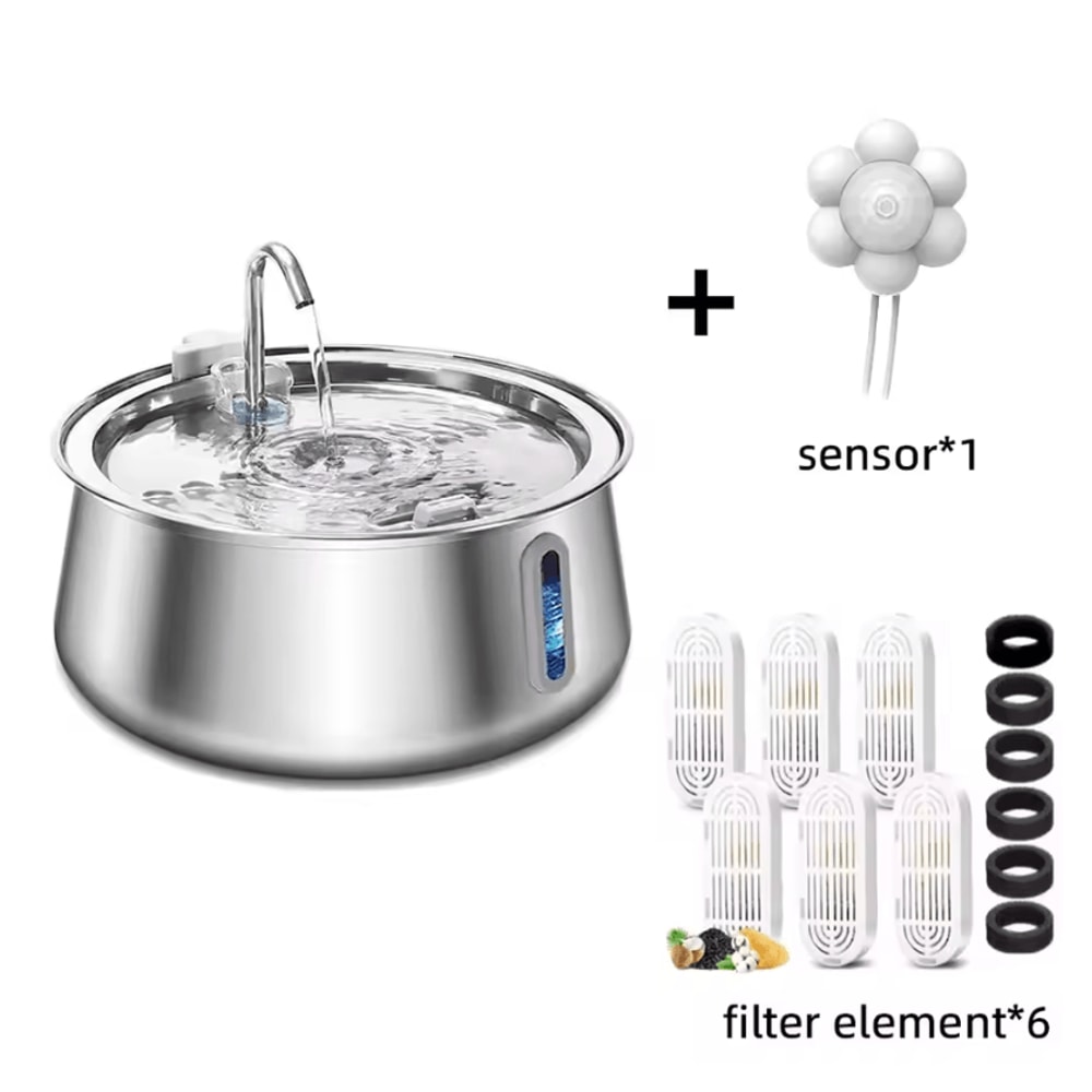 AquaPure 4L Stainless Steel Pet Water Fountain 5