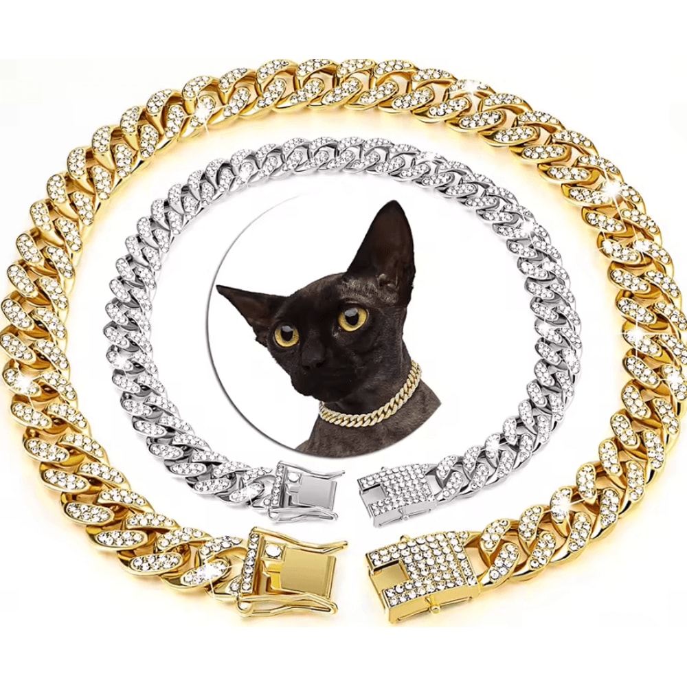 RoyalPaws Cuban Link Rhinestone Pet Necklace 0