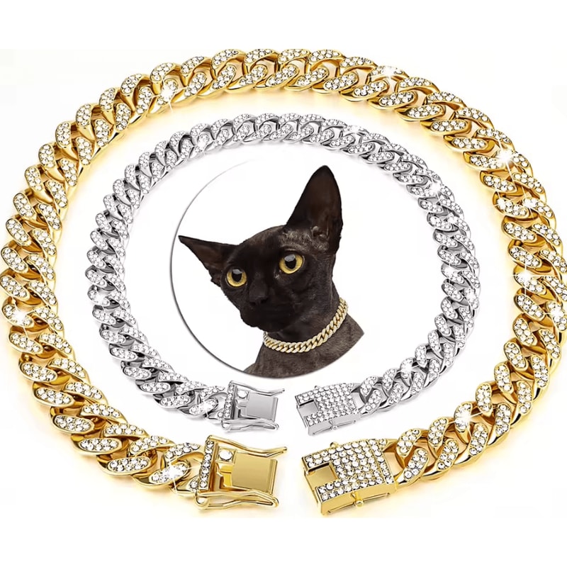 RoyalPaws Cuban Link Rhinestone Pet Necklace 0