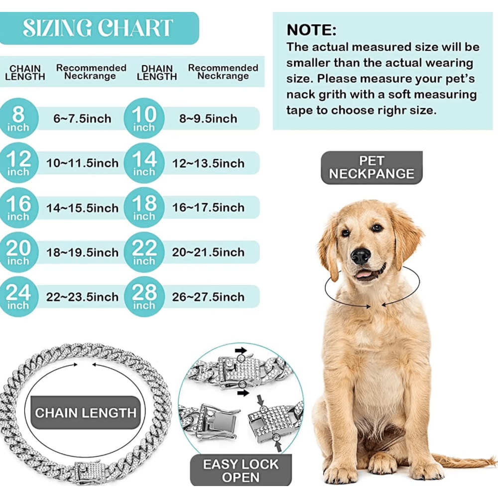 RoyalPaws Cuban Link Rhinestone Pet Necklace 1