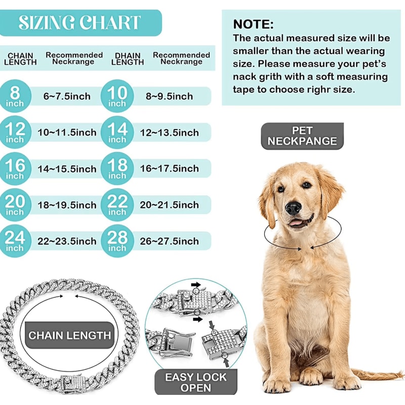 RoyalPaws Cuban Link Rhinestone Pet Necklace 1