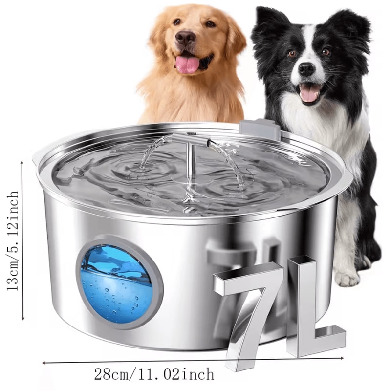 HydroMax 7L Stainless Steel Pet Water Fountain 0