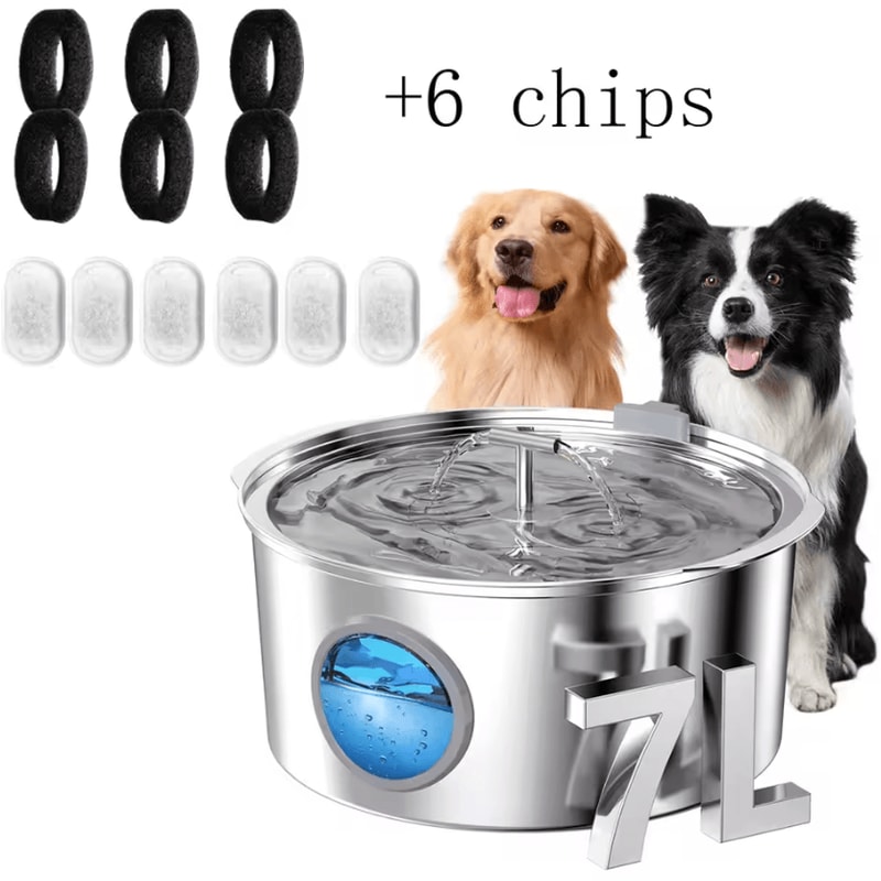 HydroMax 7L Stainless Steel Pet Water Fountain 7