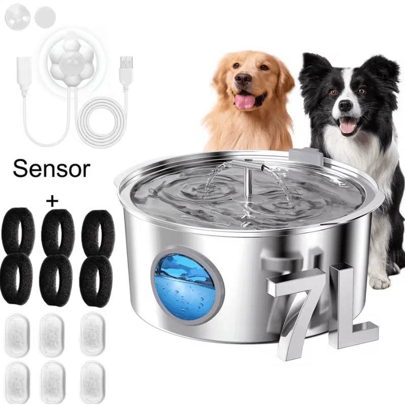 HydroMax 7L Stainless Steel Pet Water Fountain 8