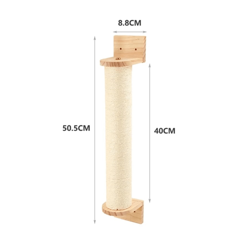 Wall Mounted Cat Climbing Rope With Wooden Steps And Sisal Scratcher For Indoor Cats 4