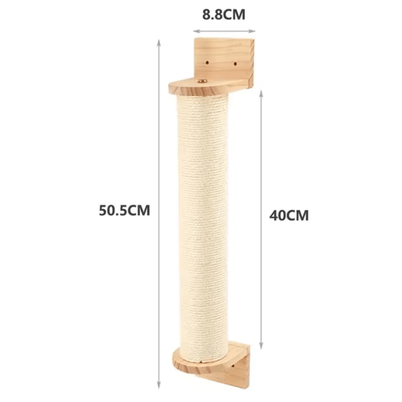 Wall Mounted Cat Climbing Rope With Wooden Steps And Sisal Scratcher For Indoor Cats 16