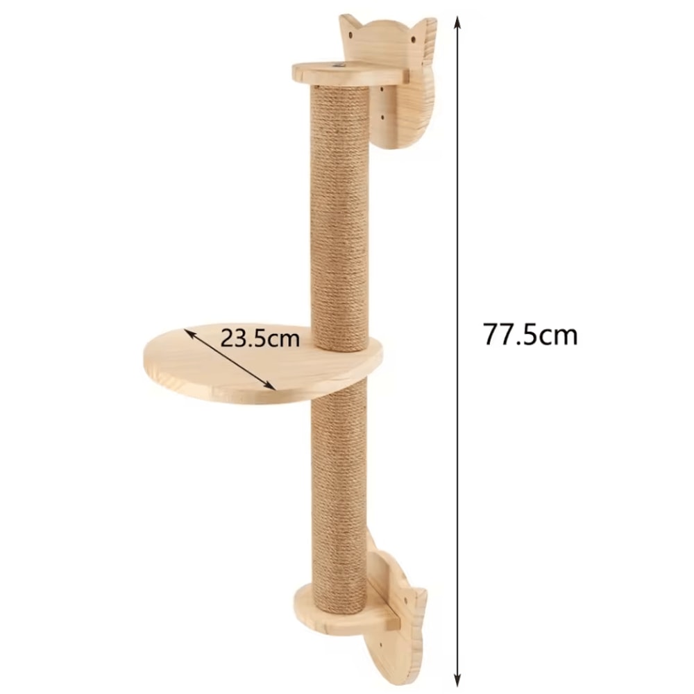 Wall Mounted Wooden Cat Climbing Shelves With Sisal Scratching Post Hammock And Pedals 9