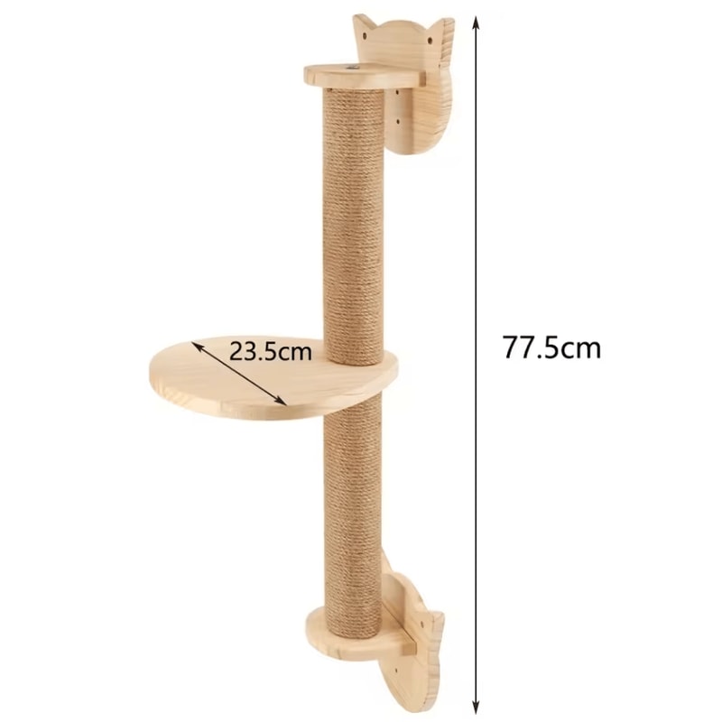 Wall Mounted Wooden Cat Climbing Shelves With Sisal Scratching Post Hammock And Pedals 9