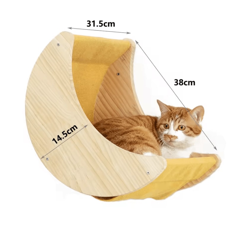 Wall Mounted Wooden Cat Climbing Shelves With Sisal Scratching Post Hammock And Pedals 10