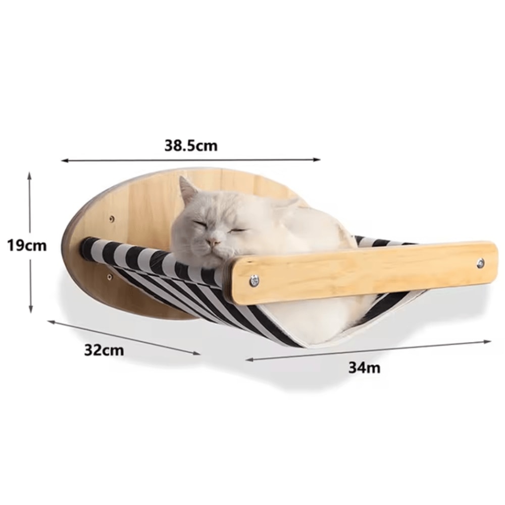 Wall Mounted Wooden Cat Climbing Shelves With Sisal Scratching Post Hammock And Pedals 12