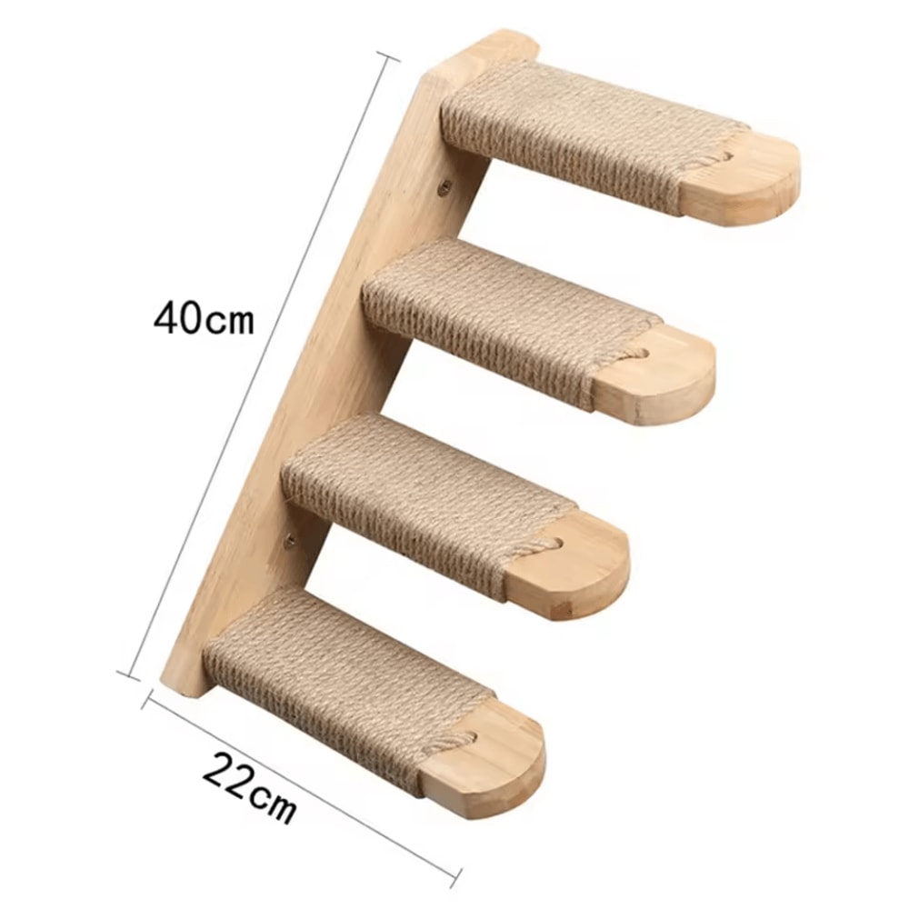 Wall Mounted Wooden Cat Climbing Shelves With Sisal Scratching Post Hammock And Pedals 13