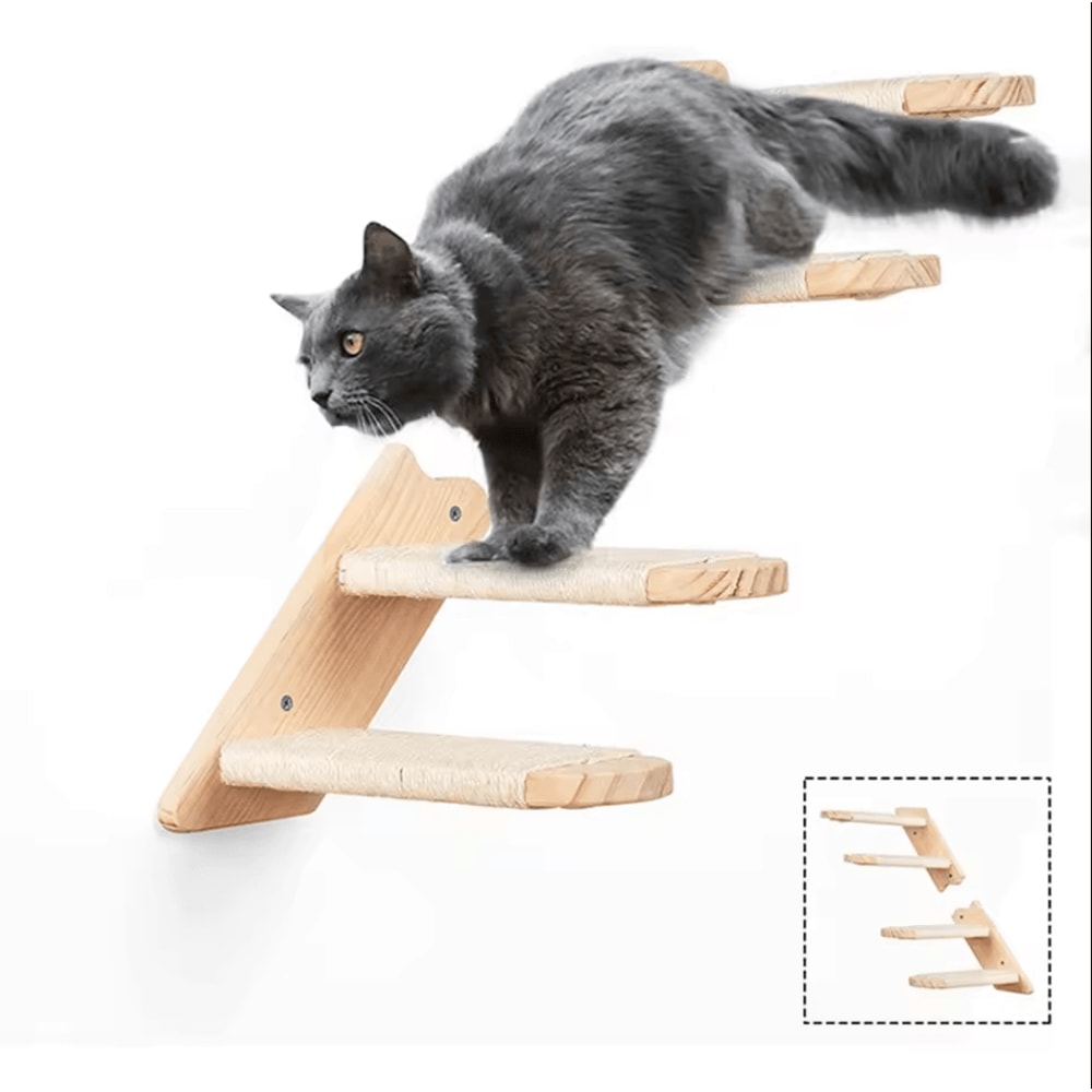 Wall Mounted Cat Shelves With Hammock And Steps For Indoor Climbing And Rest 2