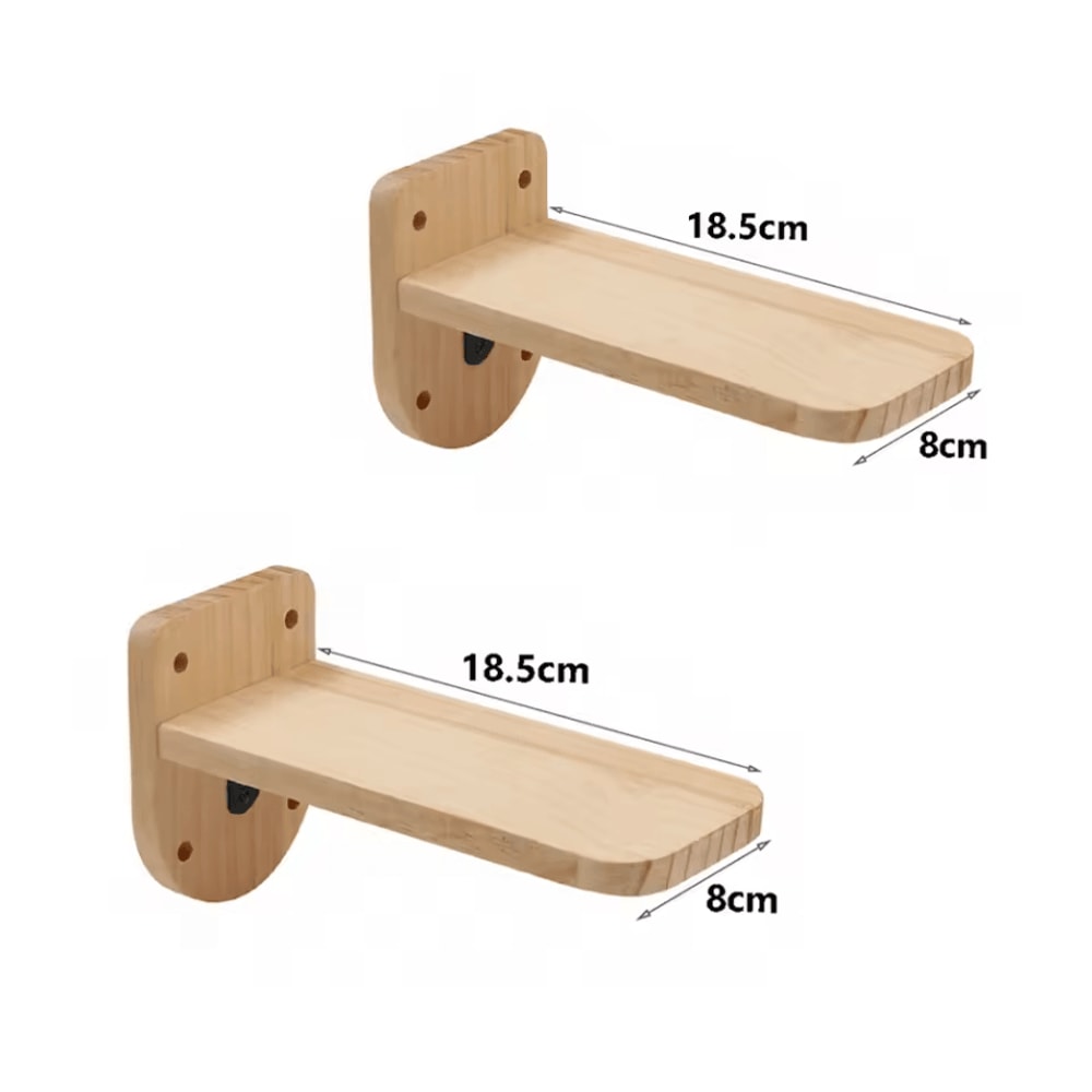 Wall Mounted Cat Climbing Shelves Wooden Cat Tree With Scratcher Rope Ladder And Sleeping Platform 6