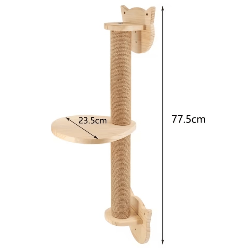 Wall Mounted Cat Climbing Shelves Wooden Cat Tree With Scratcher Rope Ladder And Sleeping Platform 12