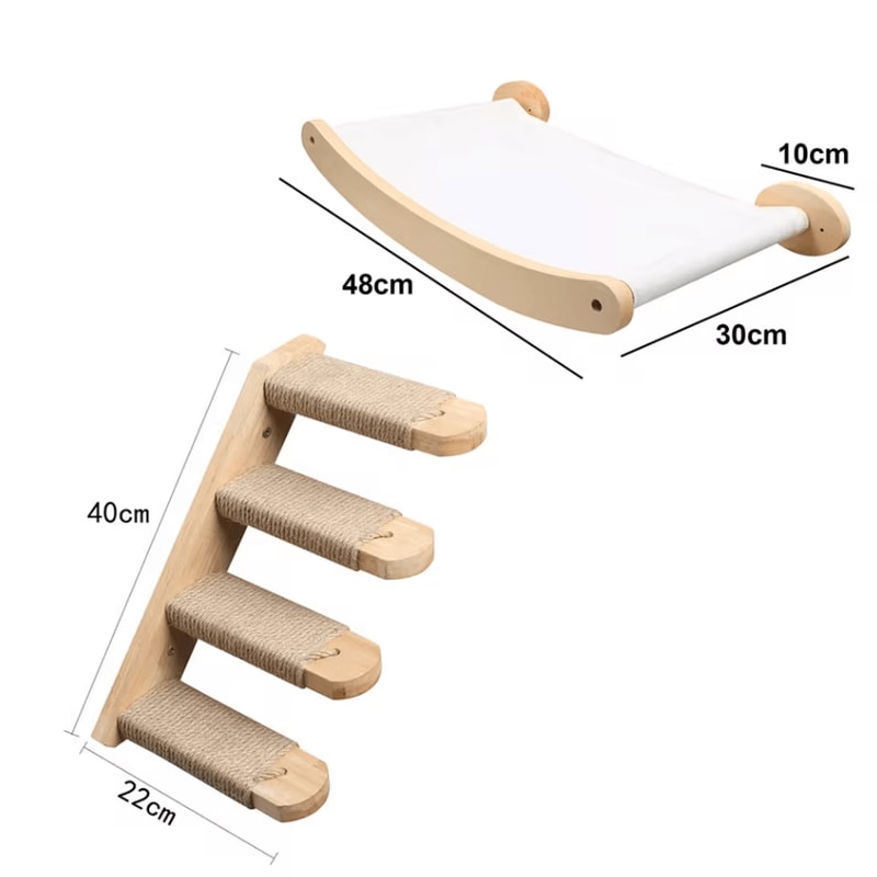 Wall Mounted Cat Bridge And Climbing Ladder With Sisal Scratcher For Indoor Cats 1