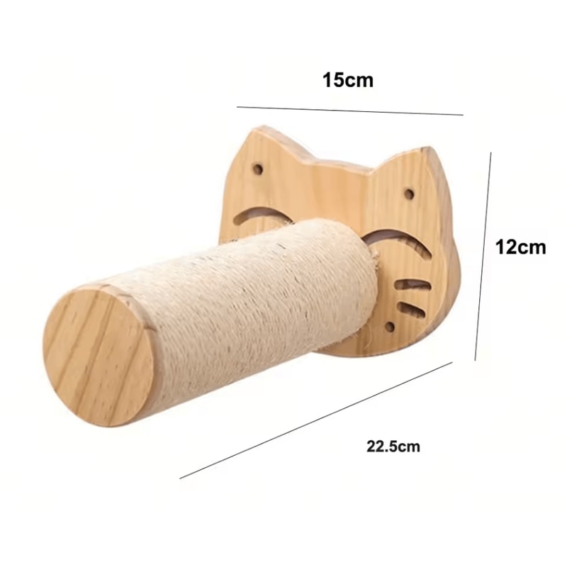 Wall Mounted Cat Hammock Bed With Wooden Shelf And Scratching Post For Indoor Cats 4