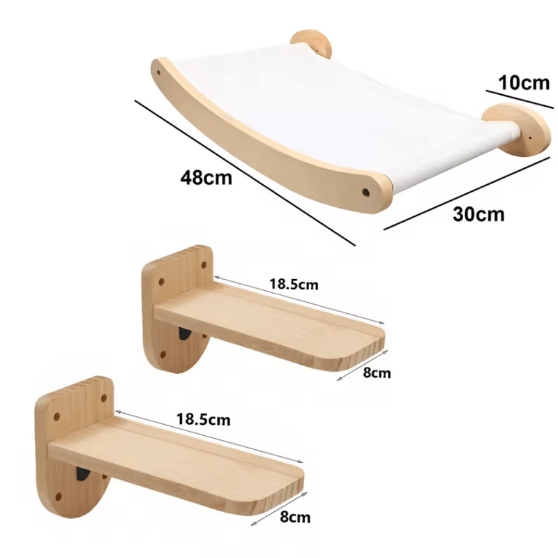 Wall Mounted Cat Shelves With Hammock Sisal Scratching Post And Climbing Ladder 13