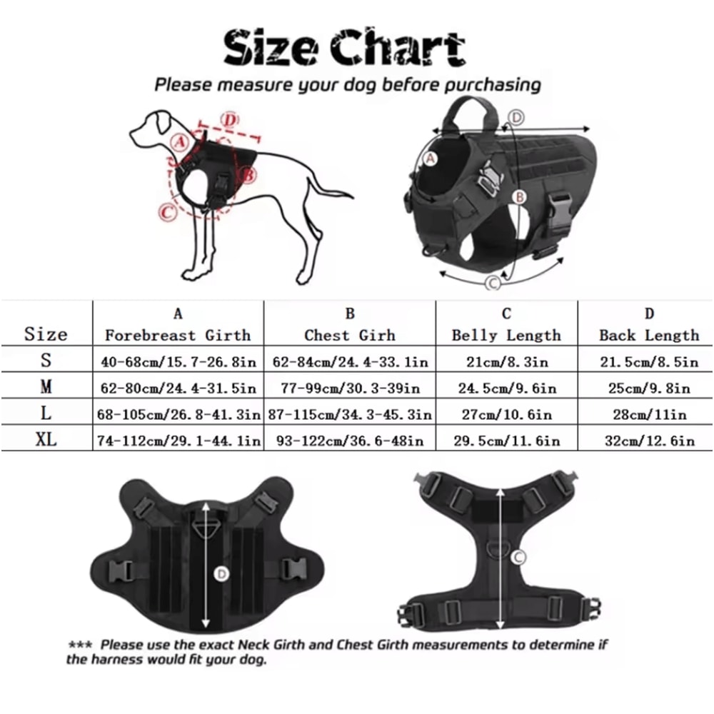 Tactical Dog Harness Collar And Leash Set For Large Dogs With No Pull Control 0