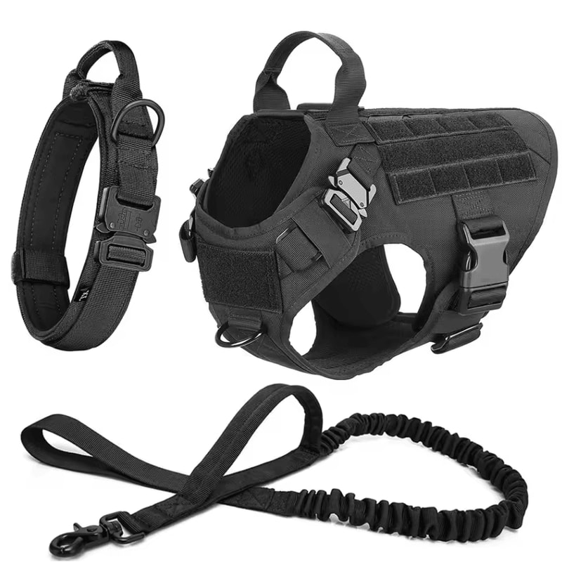 Tactical Dog Harness Collar And Leash Set For Large Dogs With No Pull Control 9