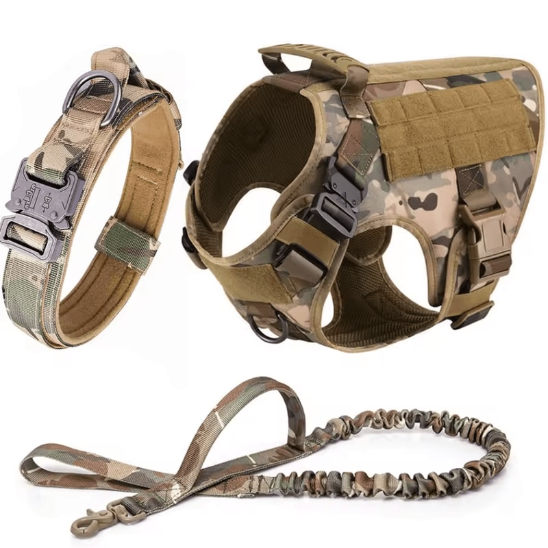 Tactical Dog Harness Collar And Leash Set For Large Dogs With No Pull Control 11