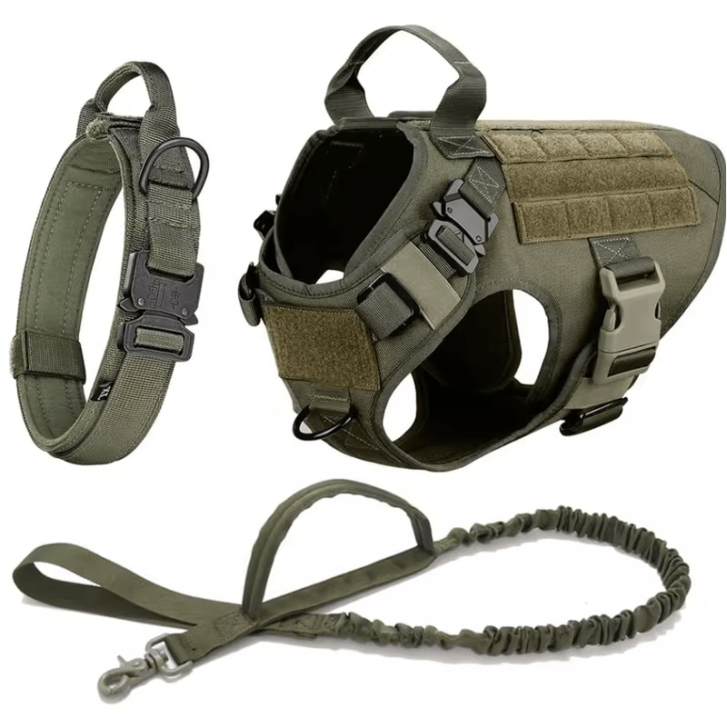 Tactical Dog Harness Collar And Leash Set For Large Dogs With No Pull Control 12
