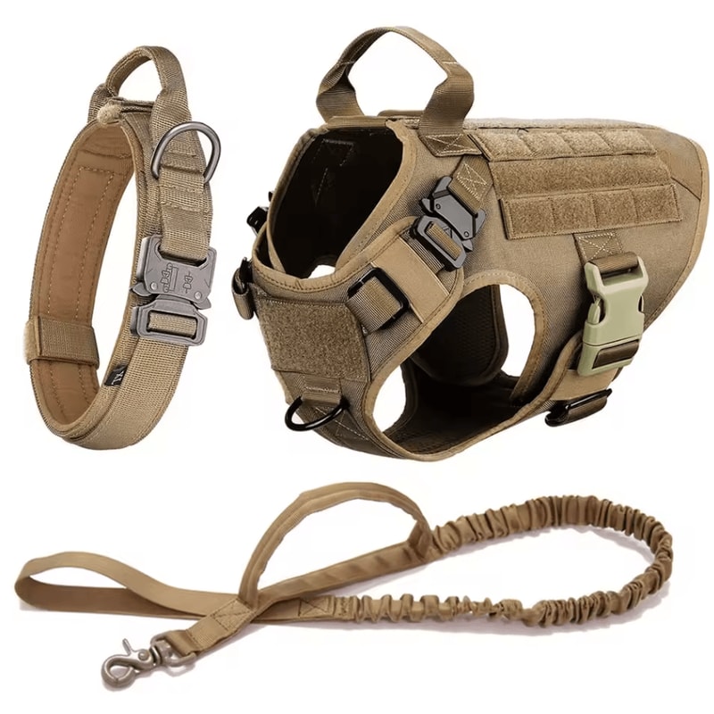Tactical Dog Harness With Leash Heavy Duty Military Style Training Vest For Large Dogs 11