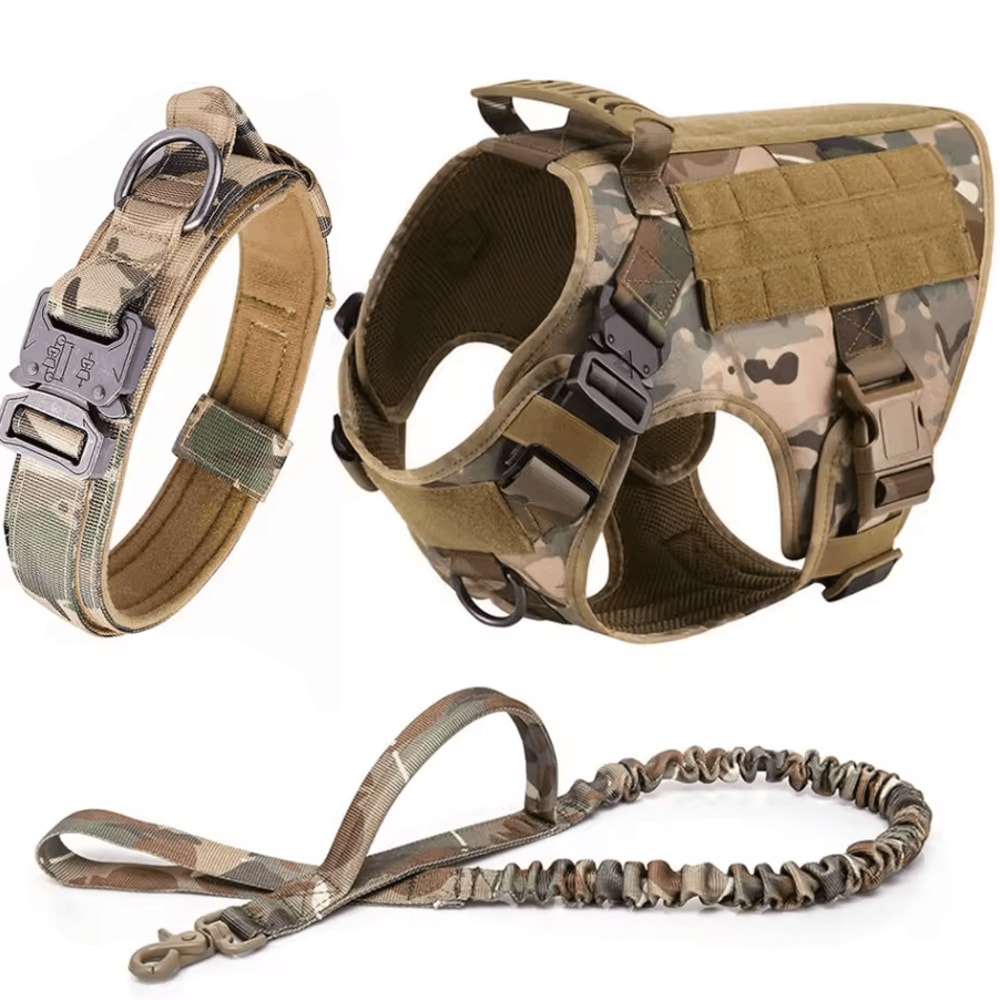 Tactical Dog Harness With Leash Heavy Duty Military Style Training Vest For Large Dogs 12